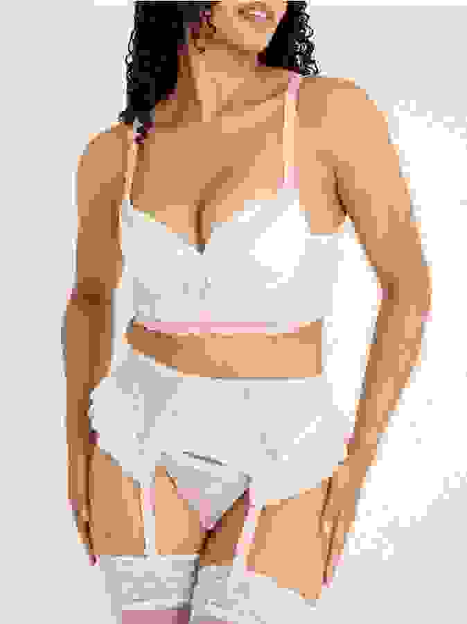 Lovehoney Vintage Bliss Ivory Bra Set (3 Piece), Ivory, hi-res